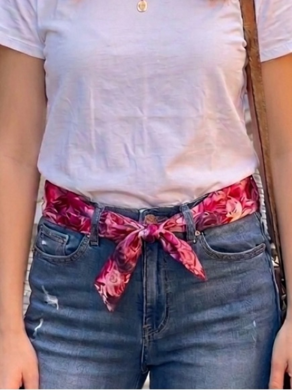 NWT Banana Republic Pink Floral Silk Scarf Belt
